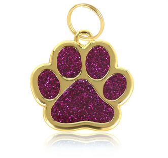 Personalised Collar Paw Charm - Gem Purple