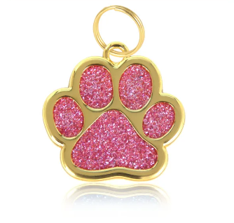 Personalised Collar Paw Charm - Crystal Pink