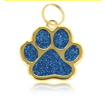 Personalised Collar Paw Charm - Crystal Blue
