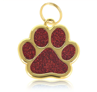 Personalised Collar Paw Charm - Velvet Red