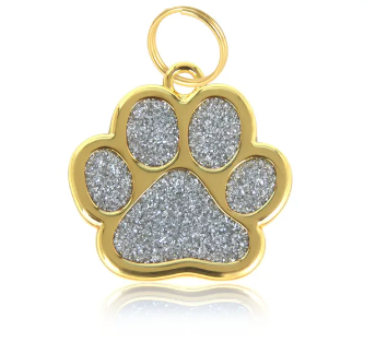 Personalised Collar Paw Charm - Ice Silver