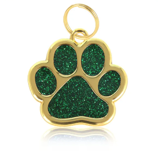 Personalised Collar Paw Charm - Emerald Green